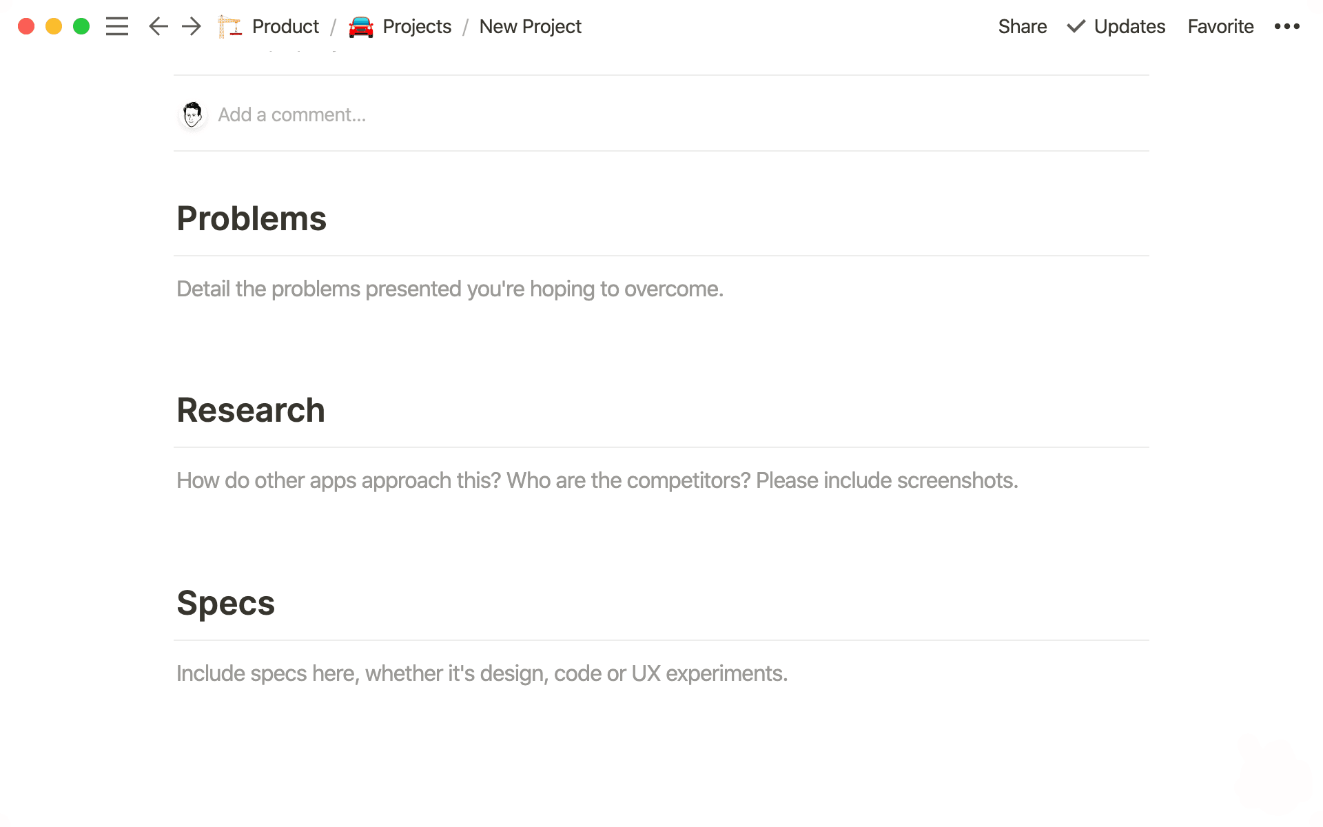 '댓글 요청' 템플릿으로 팀원들에게 피드백을 받아보세요.