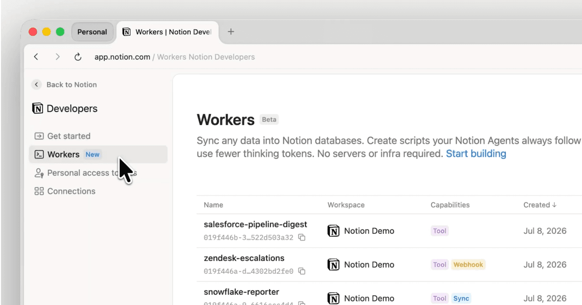 Teile Notion Workers mit deinem Team