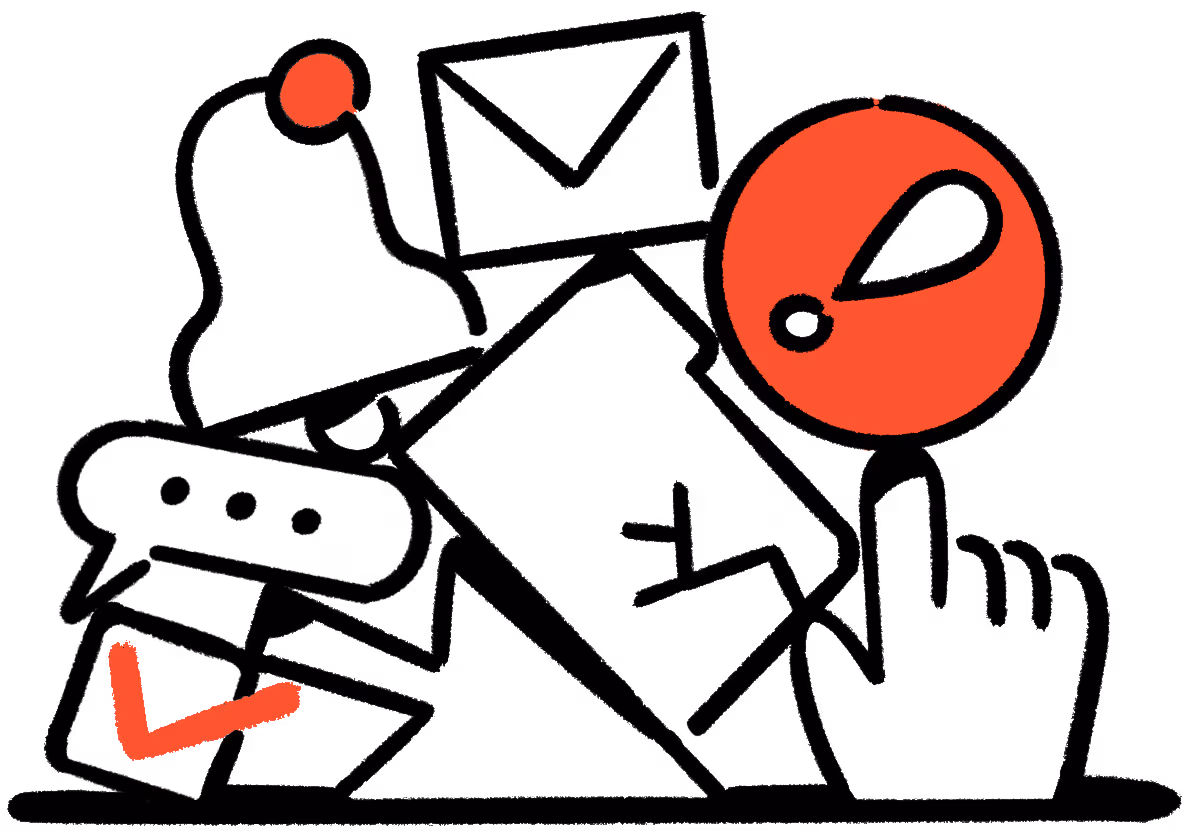 스팟 일러스트레이션: 과도한 도구 사용 (빨강)