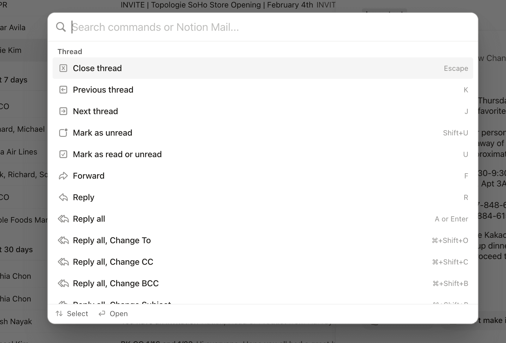 도움말: Notion 메일 단축키