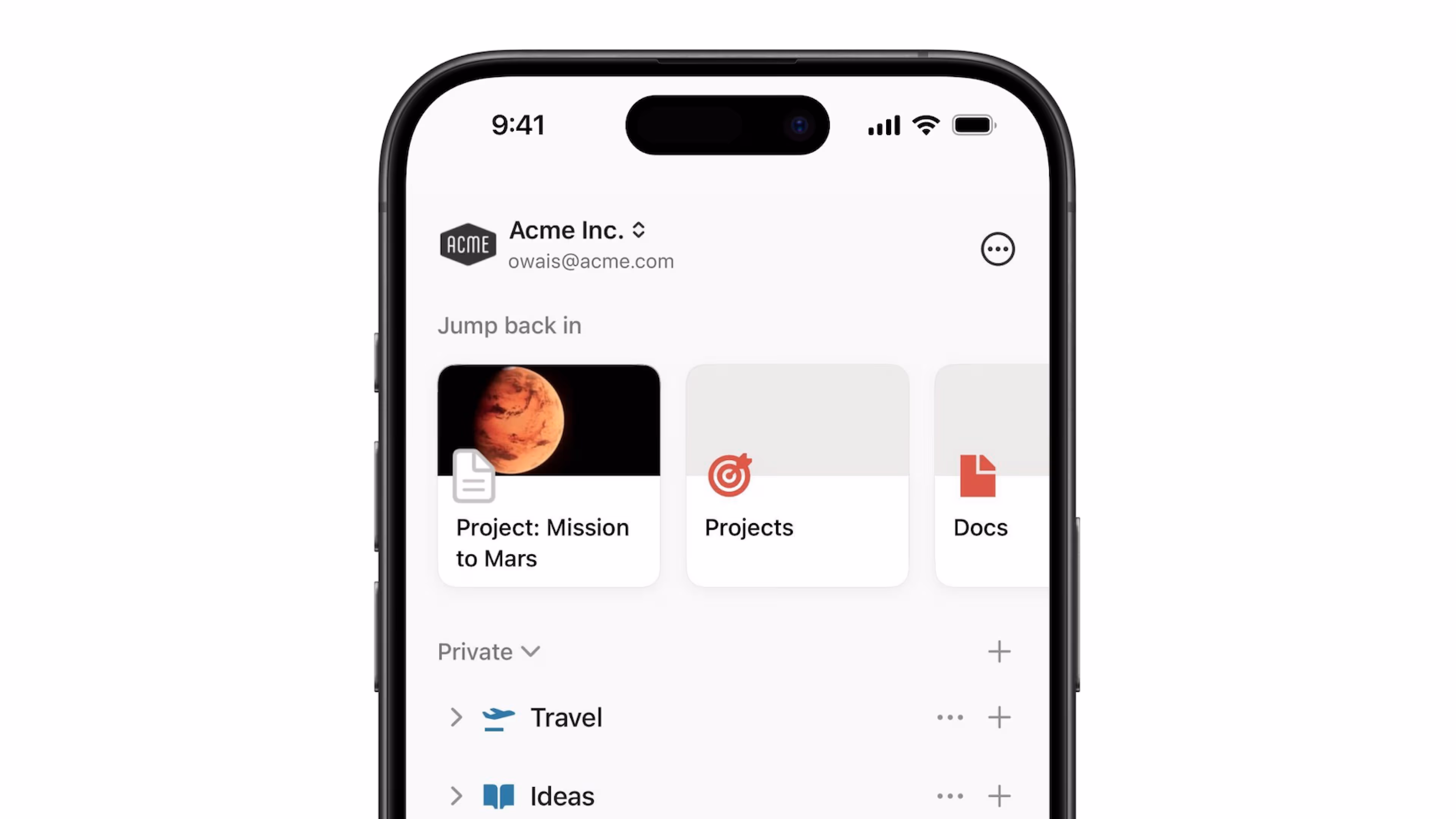 모바일 워크스페이스 - 메인