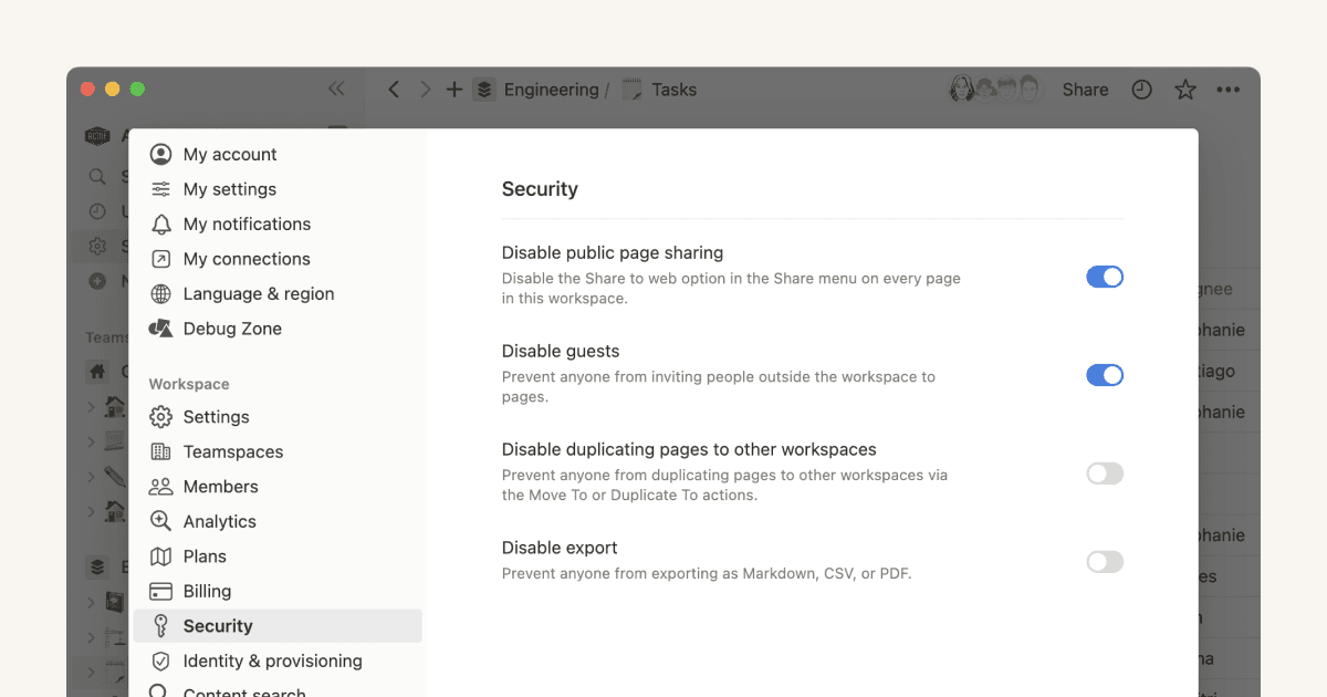 Notion 엔터프라이즈 보안 프로비저닝