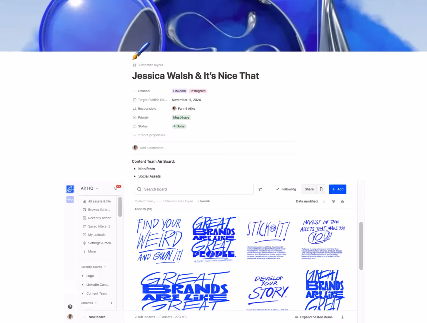 I embed Air boards directly into campaign docs to keep everything in one place.