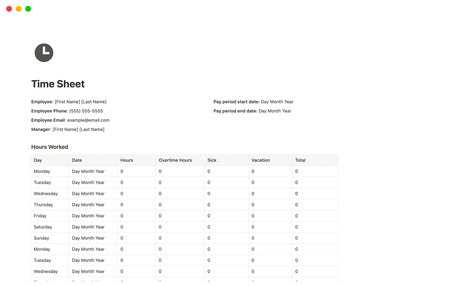 Screenshot of Top 10 Free Work Log Templates collection by Notion